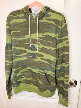 Alternative Green Camo Hooded Pullover Sweatshirt